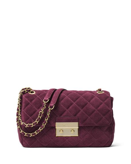 michael michael kors sloan large quilted shoulder flap plum|MICHAEL Michael Kors Sloan Large Quilted.